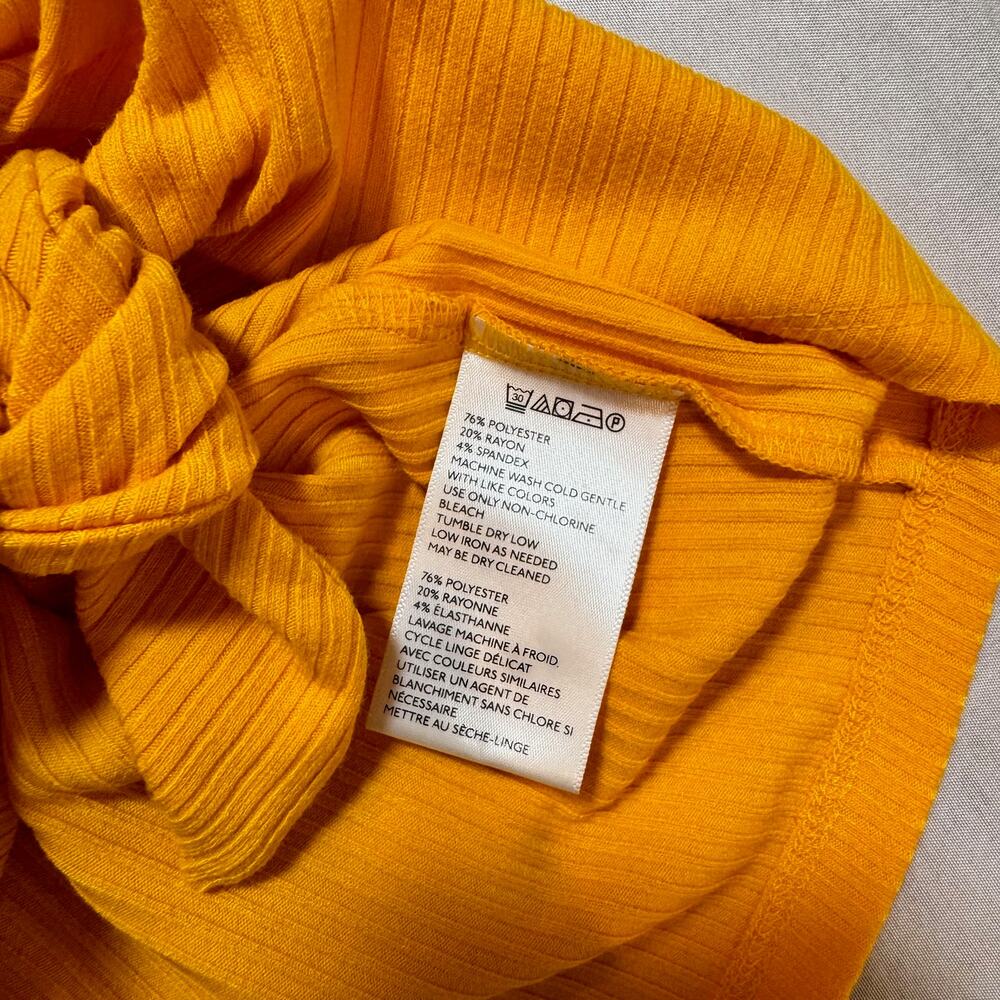 Urban Outfitters Mustard Yellow Ribbed Tie-Front Crop Top Women's Small Festival - Picture 6 of 14